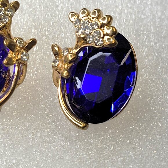 Oval Blue Fashion Crystal Faceted Earring - Picture 12 of 15